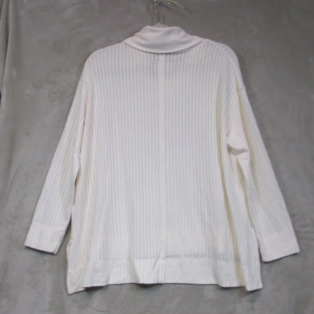 Maeve by Anthropologie Cream Ribbed Chunky Knit Sweater Cowl Neck Size Medium - Picture 5 of 11